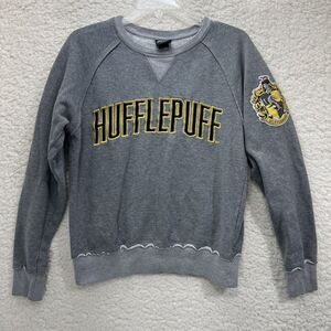 Universal Studios Harry Potter Hufflepuff Gray Fleece Sweatshirt Size Small